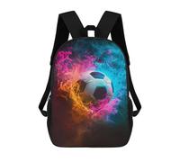 sinyumoney Flaming Soccer Ball Artwork Kids School Backpack 3D Printed Backpacks Fashion School Bag Rucksacks for Boys Elementary And Middle School Students 17inch