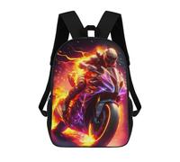 sinyumoney Flaming Speed Motorcycle Art Backpacks 3D Printed Kids School Backpack Outdoor Casual Daypack Fashion Casual Children Backpacks Cute Travel Bags 17inch