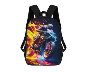 sinyumoney Flaming Speed Rider School Backpack Daypacks Business Backpack Water Resistant Bookbag for School/Work/Travel 17inch