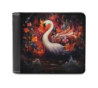 sinyumoney Flaming Swan Fantasy 3D Print Wallet ID Window Coin Leather RFID Banknote Compartments Soft Convenient Wallets 11.7cm*9.5cm