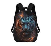 sinyumoney Flaming Tiger Art Print Backpack 3D Print Kids Bag Elementary Students Daypack Lightweight School Bag for Children Girls Boys Nursery Lunch Pack 17inch