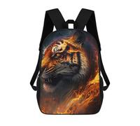 sinyumoney Flaming Tiger Artwork -12 Backpacks, Kids Backpack Student School Bag 3D Printed Travel Backpacks Fashion Accessory Backpack Children Waterproof School Bags 17inch