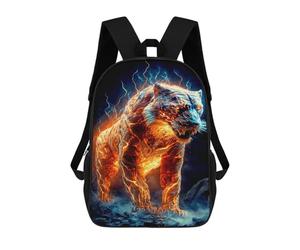 sinyumoney Flaming Tiger Artwork -6 Children's School Backpack 3D Printed for Kids Travel Rucksacks Book Bags Kids School Bag 17inch