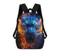 sinyumoney Flaming Tiger Portrait -12 Backpack School Bag Secondary Causal Travel High School Bags for Campus Outdoor Travel Sports 17inch