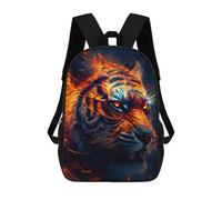 sinyumoney Flaming Tiger Portrait -5 School Bag 3D Printed Backpacks Fashion Kids School Backpack Boys Rucksacks for Boys Middle School Students 17inch