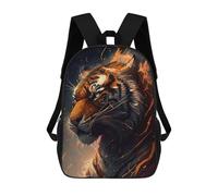 sinyumoney Flaming Tiger Portrait -9 School Bags Large Lightweight Casual Backpack for Camping Outdoor Adventures And Daily Travel 17inch