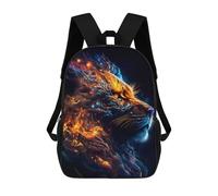 sinyumoney Flaming Tiger Profile School Bag Backpack Teen Schoolbag 3D Printing Adjustable Schoolbag Fashion Pocket Bag for Kids Boys Girls Students And Teenagers Fans 17inch