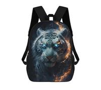 sinyumoney Flaming White Tiger Art Print Rucksack Secondary Causal Travel High School Bags for Boys/Girls/Teenagers 17inch