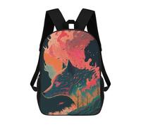 sinyumoney Flaming Wolf A Digital Artwork Backpacks Kids School Backpack School Bag 3D Printed School Bag for Boys Elementary And Middle School Students 17inch