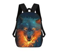 sinyumoney Flaming Wolf Art Print -1 School Backpack 3D Printed Children's 17inch Backpacks Bag Bookbag for Kids Boy Girl Book Bags Kids School Bag Travel Rucksacks