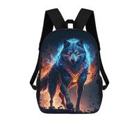 sinyumoney Flaming Wolf Art Print -3 Backpack School Bag Travel College Rucksack Backpacks for Girl, Teen Girls 17inch