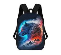 sinyumoney Flaming Wolf Art Print -4 3D Printed 17inch Kids School Backpack School Bag Fashion Rucksacks for Boys Elementary And Middle School Students