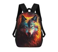 sinyumoney Flaming Wolf Art Print Rucksack School Secondary High School College Backpack Travel for Campus Outdoor Travel Sports 17inch