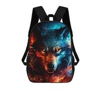 sinyumoney Flaming Wolf Artwork -3 Backpack 3D Print Kids Bag Elementary Students Daypack Lightweight School Bag for Children Girls Boys Nursery Lunch Pack 17inch