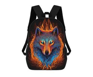 sinyumoney Flaming Wolf Artwork Rucksack Rucksack Casual Daypacks School Work Travel Bag for Camping Outdoor Adventures And Daily Travel 17inch