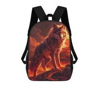 sinyumoney Flaming Wolf Artwork School Backpack Large School Backpack for Boys for Campus Outdoor Travel Sports 17inch