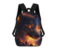 sinyumoney Flaming Wolf Portrait School Bag 3D Printed Children's School Backpack Casual Fashion Travel Backpacks for Kids School Students 17inch