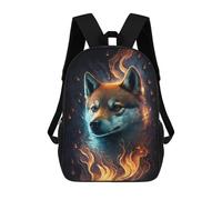 sinyumoney Flaming Wolf Spirit Art Print -1 School Bags School Secondary High School College Backpack Travel for Girl, Teen Girls 17inch