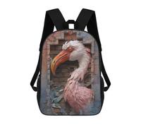 sinyumoney Flamingo Breaking Through Wall-1 Backpacks 3D Printed Kids School Backpack School Bag Fashion Rucksacks for Boys Elementary And Middle School Students 17inch