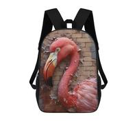 sinyumoney Flamingo Breaking Through Wall Kids Backpacks,3D Personalized School Bookbags for Boys Girls Large Schoolbags Casual Daypack 17inch