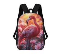 sinyumoney Flamingo in A Floral Paradise Backpacks Kids Student Schoolbag,3D Printed Backpacks,Elementary And Middle School Students Backpacks for Boys Girls 17inch