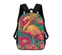 sinyumoney Flamingo in Floral Paradise Backpacks Kids Student Schoolbag,3D Printed Backpacks,Elementary And Middle School Students Backpacks for Boys Girls 17inch