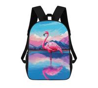sinyumoney Flamingo in Lake 3D Printed Kids School Bag Rucksacks Children's School Fashion Casual Back Pack High Capacity Travel Book Bags Backpack for Kids 17inch