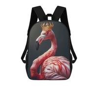 sinyumoney Flamingo King Children's Backpacks School 3D Printed Bag Bookbag for Kids Travel Rucksacks Boy Girl Book Bags Kids School Bag 17inch
