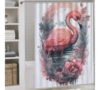 sinyumoney Flamingo Sorcery Waterproof Polyester Fabric Modern Polyester Water Repellent for Bathtub Shower Stall 64.17x70.87Inch（163x180cm）