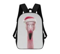 sinyumoney Flamingo Wearing Santa Hat School Bag Bookbag 3D Printed Children's Backpacks for Kids Boy Girl Book Bags Kids School Bag Travel Rucksacks 17inch