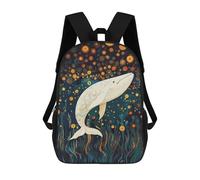 sinyumoney Flaoting White Whale Art School Backpack for Girls Backpack Water Repellent Casual Daypack Lightweight Rucksack Boy Girl School Backpack 17inch