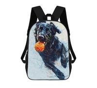 sinyumoney Flat Coated Retriever Ball Backpacks Kids Student Schoolbag,3D Printed Backpacks,Elementary And Middle School Students Backpacks for Boys Girls 17inch