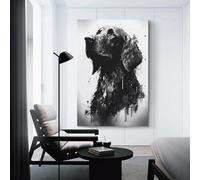 sinyumoney Flat Coated Retriever Ink Bedroom Wall Art Home Office Kitchen Gallery Corridor Bathroom Wall Decor Ready To Hang Bedroom Canvas 12x18inch(30x45cm)