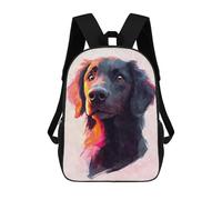 sinyumoney Flat-coated Retriever Watercolor Portrait School Bag Bookbag 3D Printed Children's Backpacks for Kids Boy Girl Book Bags Kids School Bag Travel Rucksacks 17inch