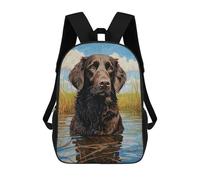 sinyumoney FlatCoated Retriever Water School Bag Bookbag 3D Printed Children's Backpacks for Kids Boy Girl Book Bags Kids School Bag Travel Rucksacks 17inch