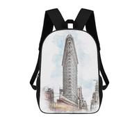 sinyumoney Flatiron Building New York Backpack Kids School Backpack School Bag 3D Printed Fashion School Bag for Boys Elementary And Middle School Student 17inch