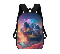 sinyumoney Floating Fantasy Isle School Bag 3D Printed Children's School Backpack Casual Fashion Travel Backpacks for Kids School Students 17inch