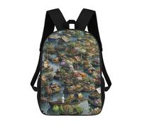 sinyumoney Floating Flower Market Backpack Schoolbags for Boys Girls Casual Sport Daypack Elementary Primary Large Capacity Bookbags 17inch