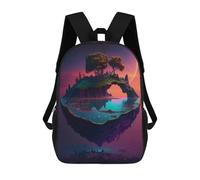 sinyumoney Floating Island Fantasy -2 Children's School Backpack 3D Printed for Kids Travel Rucksacks Book Bags Kids School Bag 17inch
