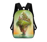 sinyumoney Floating Island Head Rucksacks 3D Printed Children Backpacks Fashion Casual Daypack Cute Travel Bags Outdoor Casual Daypack for Boy And Girl 17inch