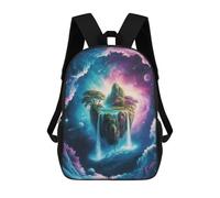 sinyumoney Floating Island In Space 3D Printed 17inch Kids School Backpack School Bag Fashion Rucksacks for Boys Elementary And Middle School Students