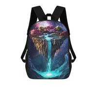 sinyumoney Floating Island Waterfall 3D Printed 17inch Kids School Backpack School Bag Fashion Rucksacks for Boys Elementary And Middle School Students
