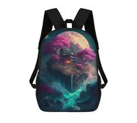 sinyumoney Floating Japanese Temple Backpack Kids School Backpack School Bag 3D Printed Fashion School Bag for Boys Elementary And Middle School Student 17inch