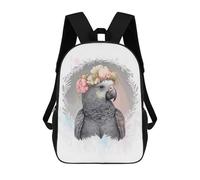 sinyumoney Floral African Grey Parrot Backpack School Business Laptop Rucksack Bag Unisex Casual Daypack for Girls Boys Teenage 17inch