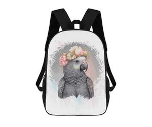 sinyumoney Floral African Grey Parrot Backpack School Business Laptop Rucksack Bag Unisex Casual Daypack for Girls Boys Teenage 17inch