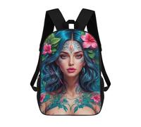 sinyumoney Floral Anime Portrait Backpack School Lightweight Airport College Students Back Pack for Girl, Teen Girls 17inch