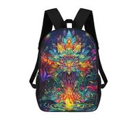 sinyumoney Floral Art Children's Backpack, 17 Inch 3D Printed School Backpack, Backpack Cartoon Adjustable School Bag for Primary School