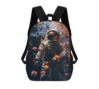 sinyumoney Floral Astronaut in Space Kids School Backpack 3D Printed Backpacks Fashion School Bag Rucksacks for Boys Elementary And Middle School Students 17inch