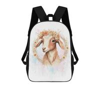 sinyumoney Floral Baby Goat Painting Backpack School Bag Water Resistant Travel Backpack Computer Bag for Camping Outdoor Adventures And Daily Travel 17inch