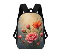 sinyumoney Floral Background with An Abstract Arrangement of Vivid, Impressionism Children's 17 Inch School Backpack 3D Printed Casual Daypacks for Kids Travel Rucksacks Book Bags Kids School Bag